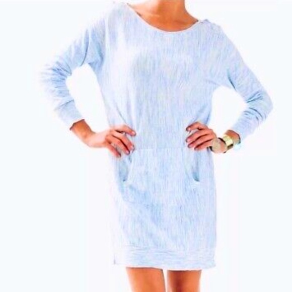 Lilly Pulitzer Dresses & Skirts - Lilly Pulitzer Dress - Jupiter Lapis Blue Sweater Dress with Kangaroo Pocket, M